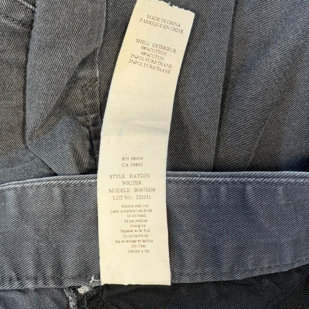 Theory Haydin Writer Pants Mens 33 Dark Grey Slim Fit Stretch Cotton - Picture 5 of 8